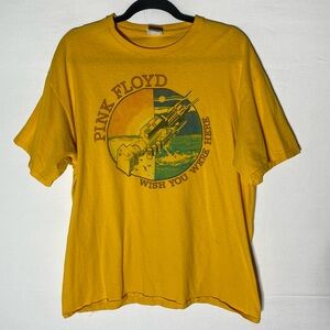 Junk Food Tees Retro Yellow Pink Floyd Graphic T Shirt Band Tee L
